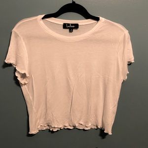 ☀️LULUS white short sleeve crop top ruffles